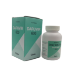 Darunavir medication packaging and bottle